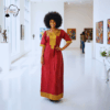 Imara Deep Red & Gold African Maxi Dress