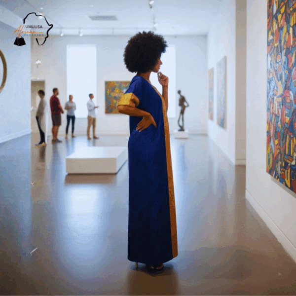 51 Zahra Royal Blue & Gold African Maxi Dress