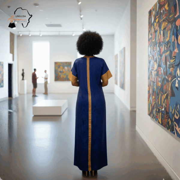 54 Zahra Royal Blue & Gold African Maxi Dress