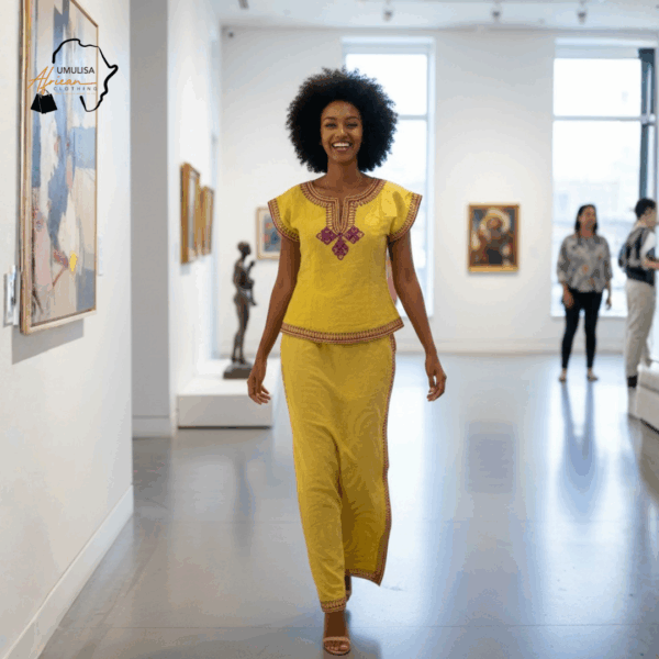 62 Ayana Golden Yellow African Maxi Dress