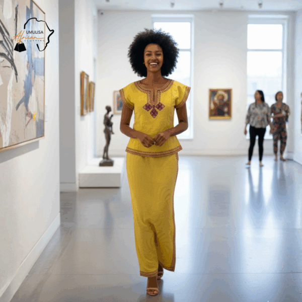 64 Ayana Golden Yellow African Maxi Dress