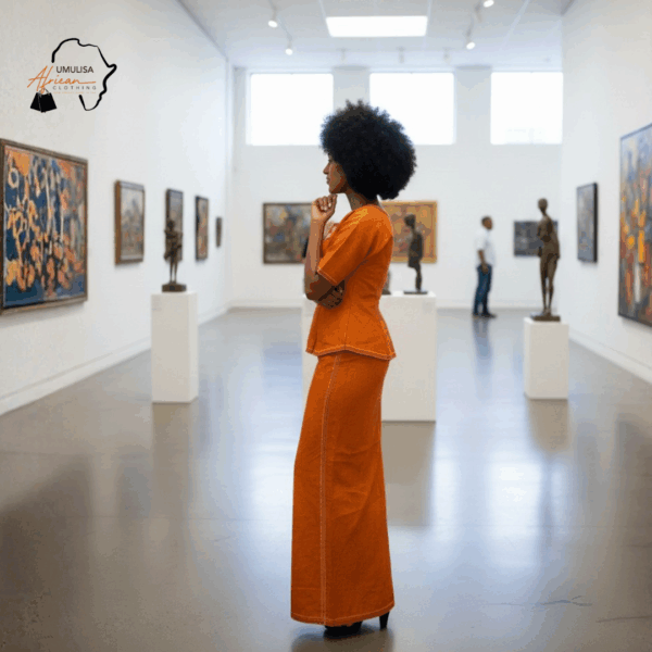 Zuri Burnt Orange African Maxi Dress
