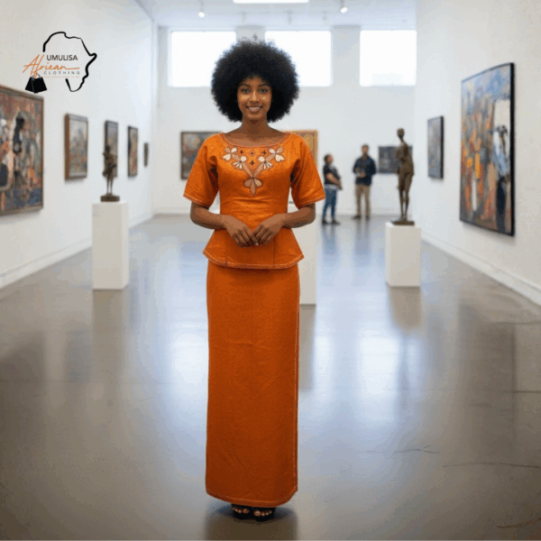 Zuri Burnt Orange African Maxi Dress