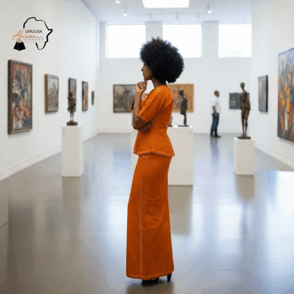 Zuri Burnt Orange African Maxi Dress