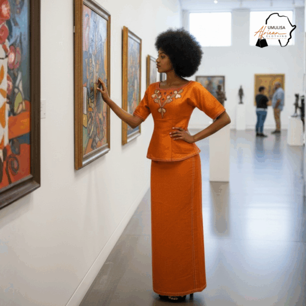 Zuri Burnt Orange African Maxi Dress