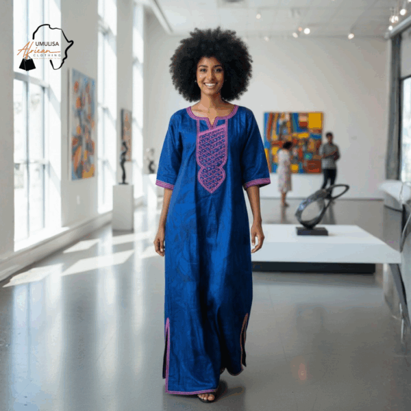 79 Azure Heritage Blue Kaftan Dress