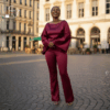 Amara Burgundy Satin Two-Piece Set