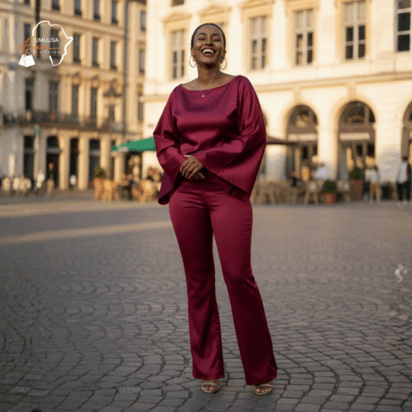 Amara Burgundy Satin Two-Piece Set