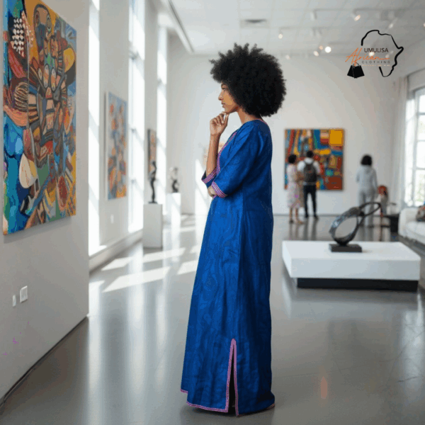 81 Azure Heritage Blue Kaftan Dress