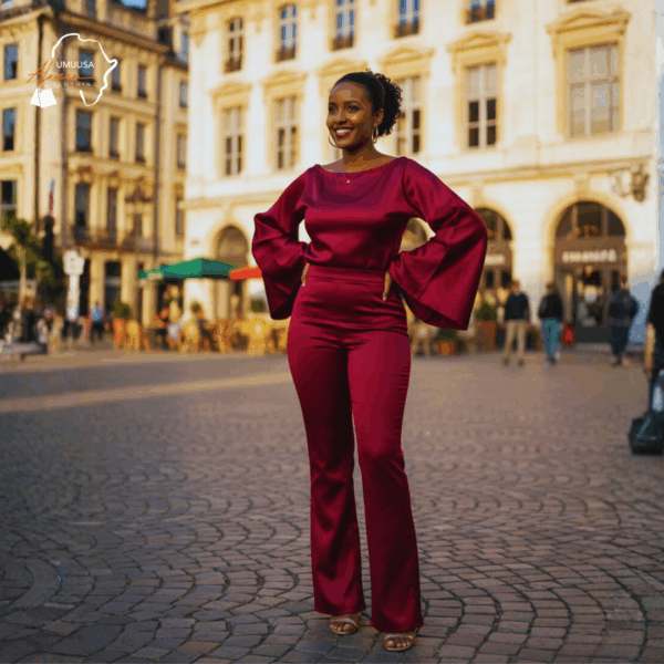 Amara Burgundy Satin Two-Piece Set