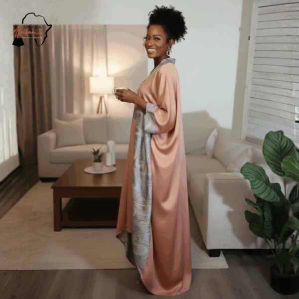 Serene Aura Peach Flowing Maxi Dress