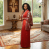 Imani Crimson Red & Silver African Maxi Dress