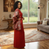 Imani Crimson Red & Silver African Maxi Dress