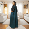 38 Nia Emerald Teal & Black African Maxi Dress