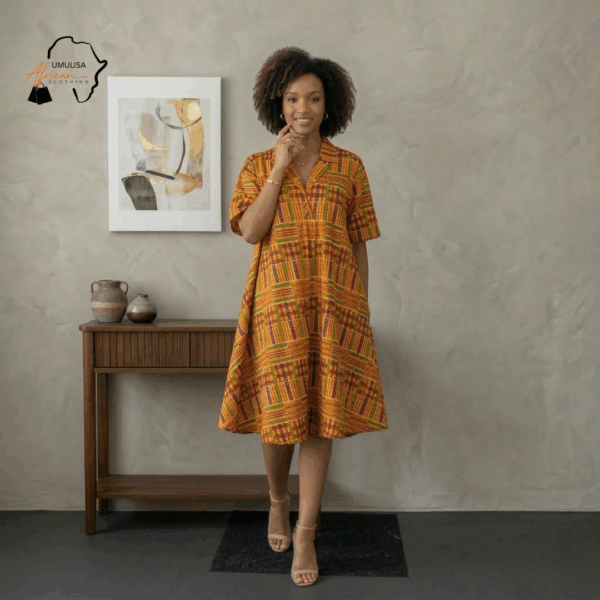 100 Imara Sunset Kente Midi Dress