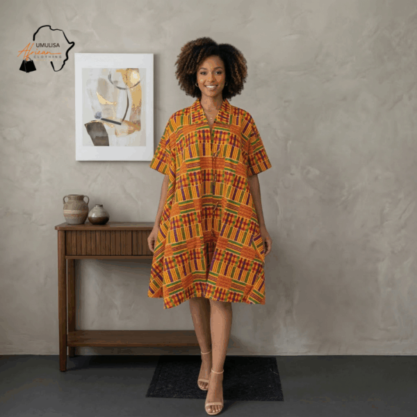 102 Imara Sunset Kente Midi Dress