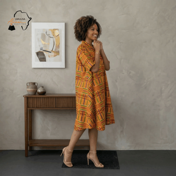 103 Imara Sunset Kente Midi Dress