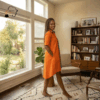 114 Nia Orange Heritage Shirt Dress