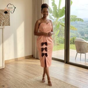 Zuri Blush Bow Midi Dress