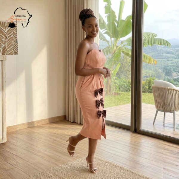 170 Zuri Blush Bow Midi Dress
