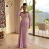 176 Amani Rose Gold Embroidered Gown