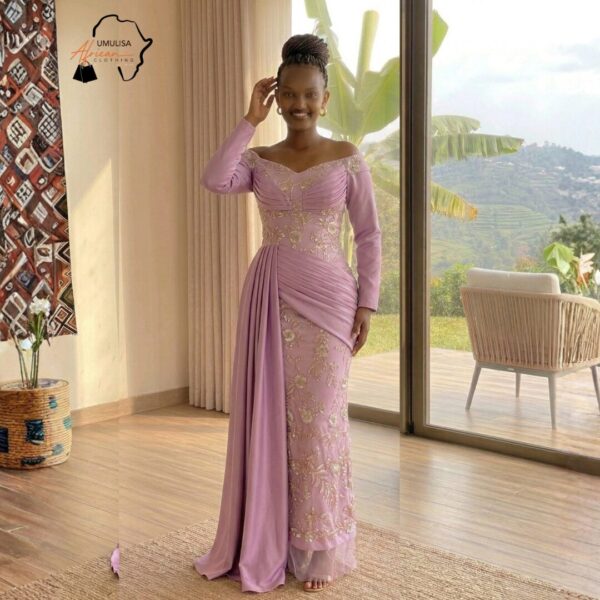 176 Amani Rose Gold Embroidered Gown