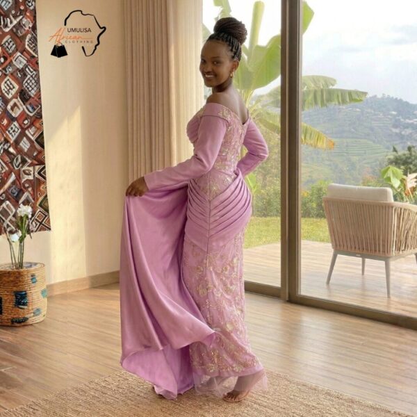177 Amani Rose Gold Embroidered Gown