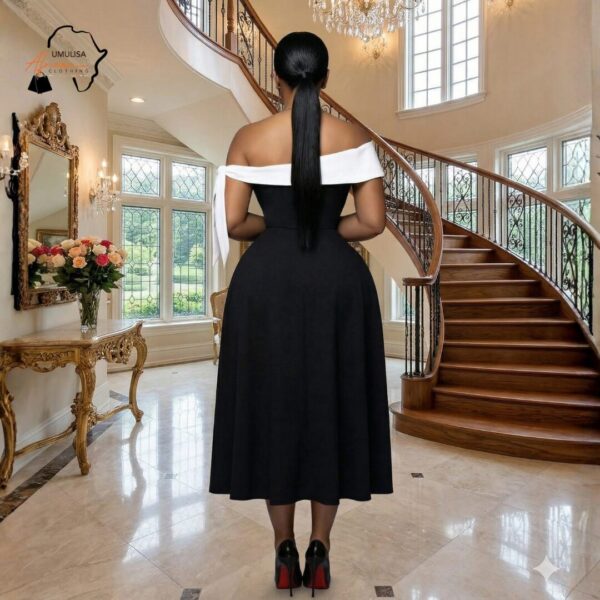 Zola Noir Off-Shoulder Midi Dress