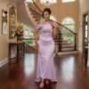 Amara Lavender Grace Gown – Elegant Off-Shoulder Evening Dress