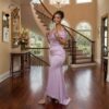 Amara Lavender Grace Gown – Elegant Off-Shoulder Evening Dress
