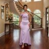 Amara Lavender Grace Gown – Elegant Off-Shoulder Evening Dress