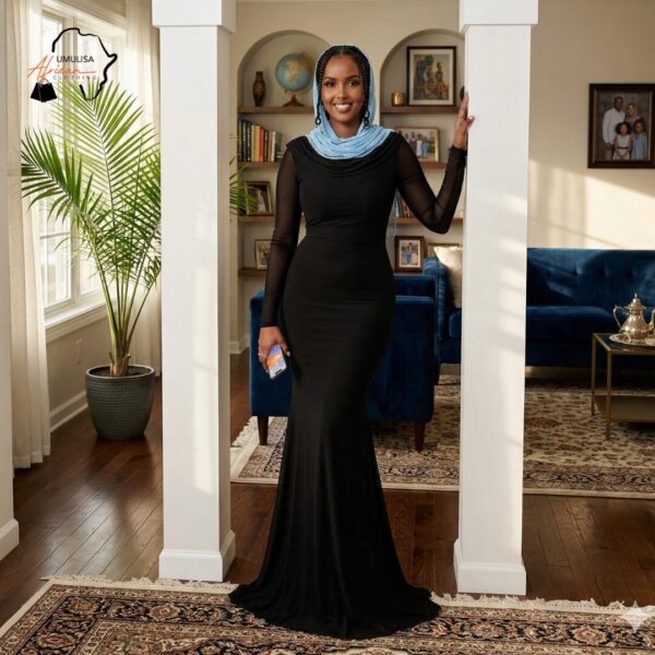 Midnight Grace Modest Maxi Dress – Elegant Long Sleeve Black Flowing Gown