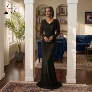 Midnight Grace Modest Maxi Dress – Elegant Long Sleeve Black Flowing Gown