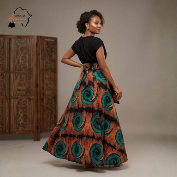 244 Amani Earth Spiral Wrap Maxi Skirt Set