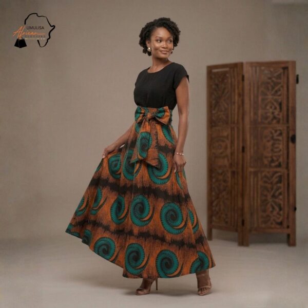 245 Amani Earth Spiral Wrap Maxi Skirt Set