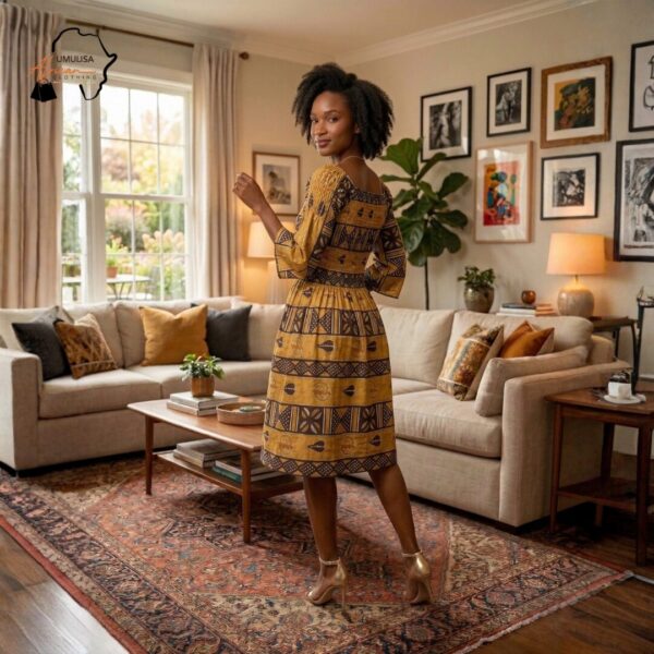 Amani Earth Tribal Midi Dress