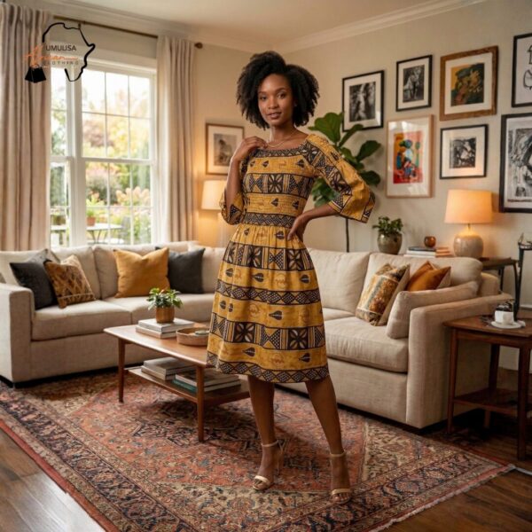 Amani Earth Tribal Midi Dress