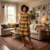 Amani Earth Tribal Midi Dress