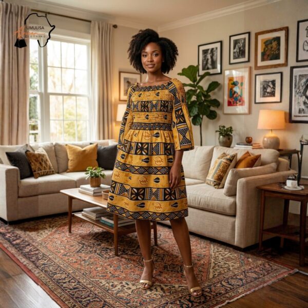 Amani Earth Tribal Midi Dress
