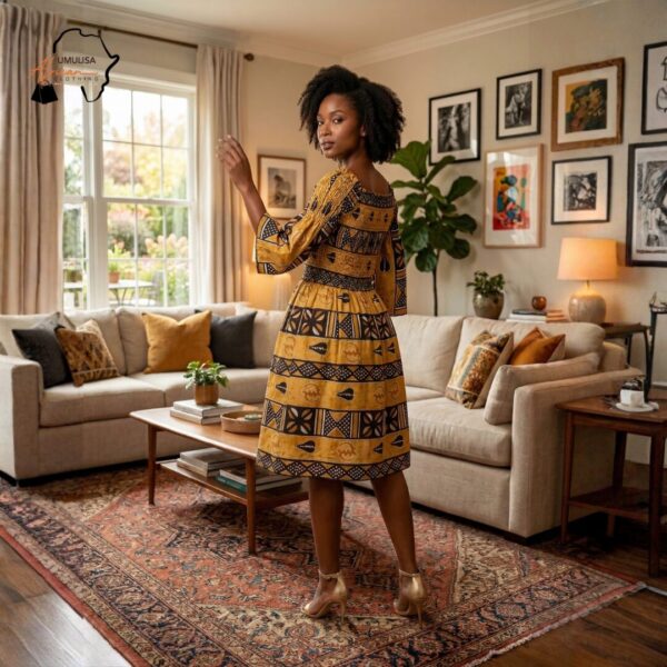 Amani Earth Tribal Midi Dress