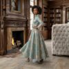 Emerald Regal Jacquard Gown – Elegant Long Sleeve Luxury Maxi Dress