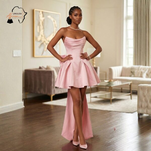 339 Zahara Blush High-Low Evening Dress