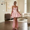 340 Zahara Blush High-Low Evening Dress