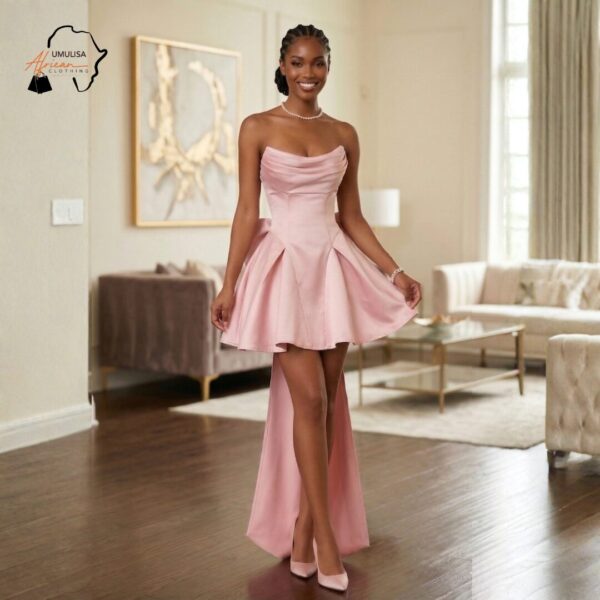 340 Zahara Blush High-Low Evening Dress