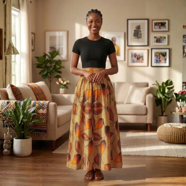 Zola Warm Gold & Burnt Orange African Maxi Skirt
