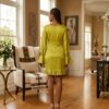 364 Amara Lime Green Satin Mini Dress