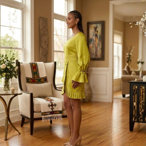 366 Amara Lime Green Satin Mini Dress