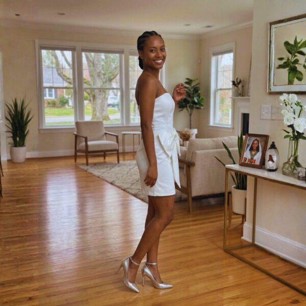 Amani Ivory White Satin Mini Dress