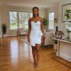 Amani Ivory White Satin Mini Dress