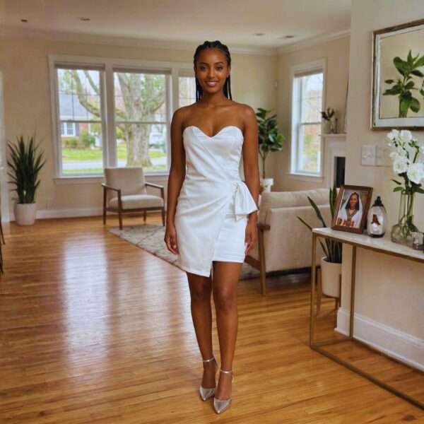 Amani Ivory White Satin Mini Dress